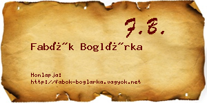 Fabók Boglárka névjegykártya